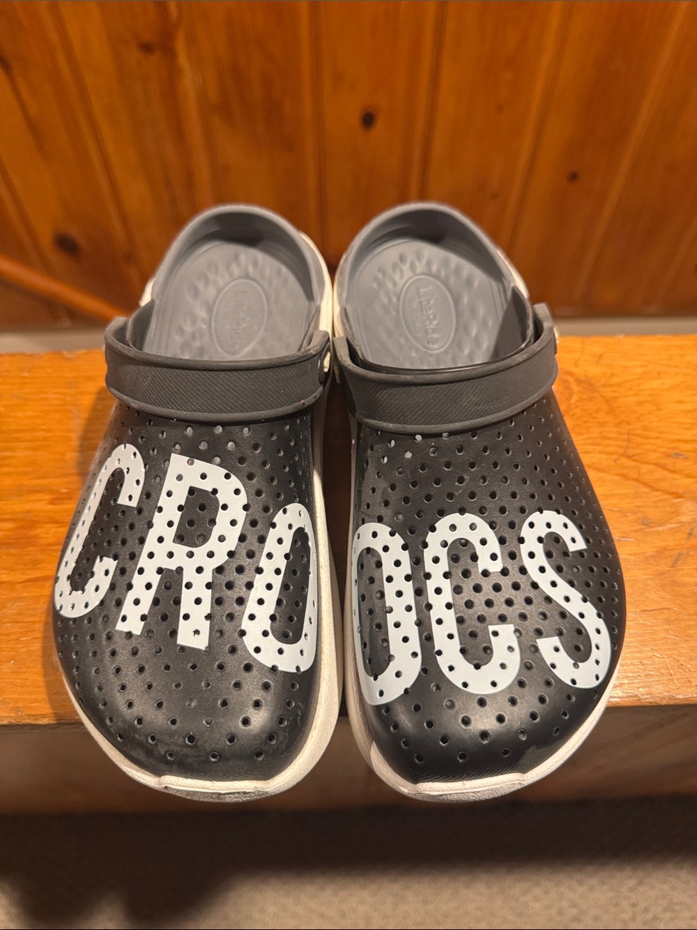 Women’s CROCS Slip-On Clog in Black and White Logo